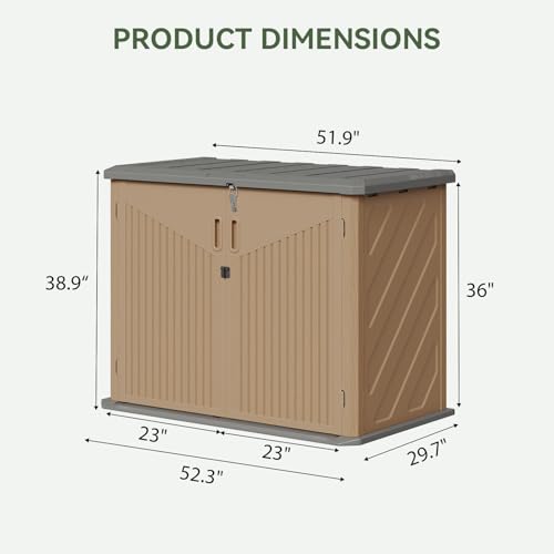 Aoxun Outdoor Storage Cabinet, 35 Cu Ft Waterproof Portable Horizontal Resin Shed Outdoor Storage for Garbage Bin, Generators & Yard Gear, and Lawn Mower (Brown) - size: 35 Cu.Ft