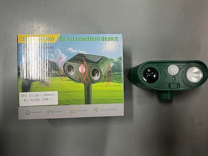 Sonic Fortress Pro Deer & Raccoon Repellent Outdoor, Solar Animal Repeller