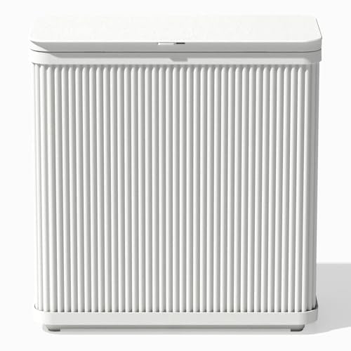 Veradek Tambour Waste Bin - Outdoor Trash Can with Dual Bag System - color: White, size: 25" L x 11.75" W x 26.5" H