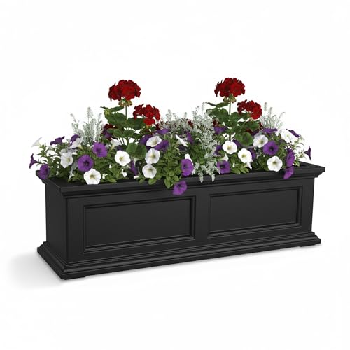 Mayne Fairview 36in Self-Watering Rectangular Window Box Planter, Black - color: Black, size: 36in