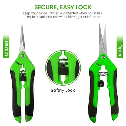 Garden Guru Razor Sharp Snip - Professional Garden Pruning Shears Trimmers Scissors – Micro-Tip Precision Stainless Steel Blades - Easy on Arthritic Hands - Soft Ergonomic Rubber Handles (4 Pack) - size: 4 Pack, style: Snips