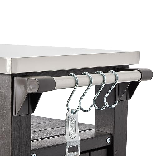 Keter Unity Outdoor Grill Prep Table & Serving Cart, 40 Gal, Brown
