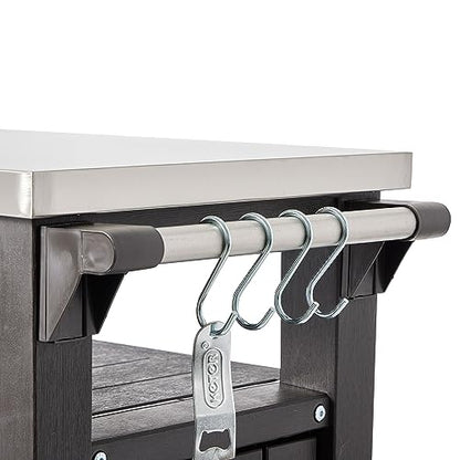 Keter Unity Outdoor Grill Prep Table & Serving Cart, 40 Gal, Brown