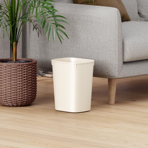 CEROELDA Bathroom Trash Can, 10L/2.6 Gal Small Garbage Can, Slim Plastic Waste Basket for Toilet, Office, Bedroom(Beige) - color: 1 Pack-No Lid-Beige