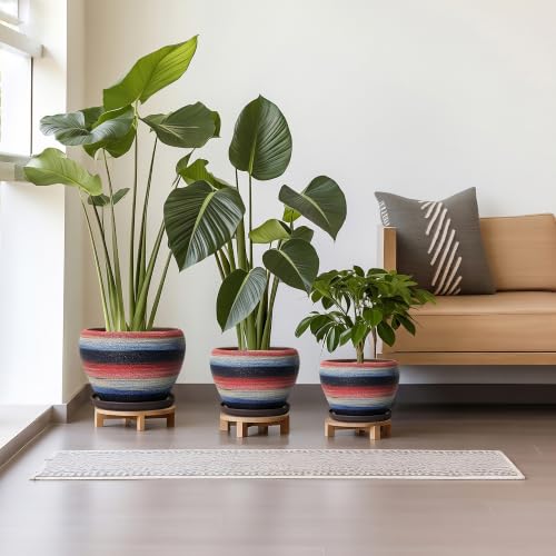 6+8+10 Inch Ceramic Planter, Ceramic Plant Pots Indoor, Rainbow - color: Rainbow