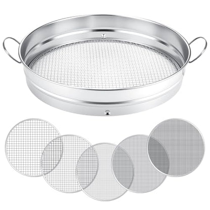 Funnymoom Large Soil Sifter for Gardening with 5 Pcs Compost Screen, Sliver - color: Sliver