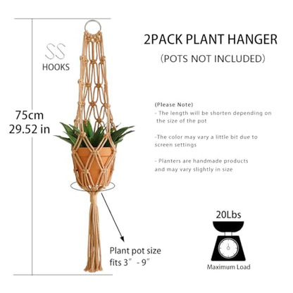 Artilady Hanging Planter for Indoor Plants, Macrame Plant Hanger Holder - color: Latte Brown
