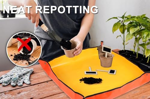 Azureblue Foldable Waterproof Plant Repotting Mat for Indoor Plants, Suitable for House Plants, Succulents, Potting Soil, Portable, Easy to Clean (Extra Large 39.4 x 39.4 (Orange)) - size: Extra Large 39.4 x 39.4" (Orange)