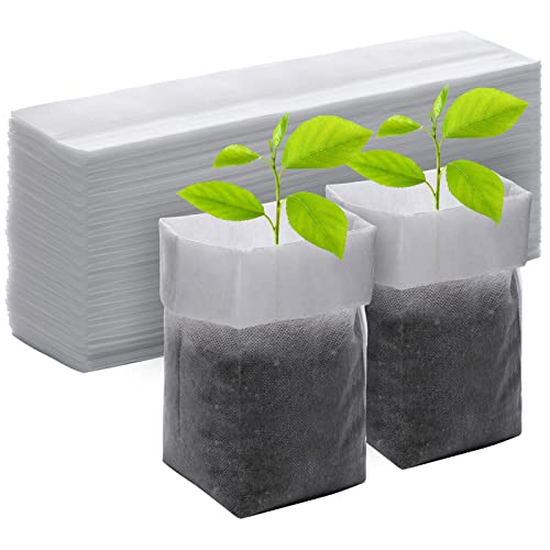 GREANER 100PCS Seedling Nursery Bags, 7.8x13.7 inches Biodegradable Non-Woven Fabric Plant Grow Bags, Seeding Starter Container Pouch for Vegetables, Flowers, Fruits, Trees, Indoors and Outdoors Use - size: 7.8"x13.7"/100pcs