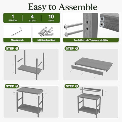 YEFU Potting Table, All-Weather Resistant,Grey - color: Gray, size: Classic