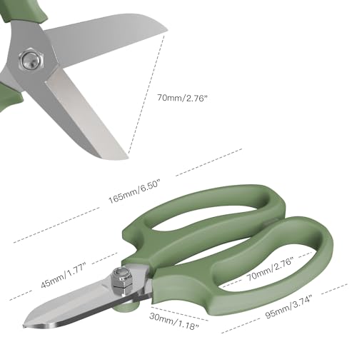 Housolution Flower Scissors, Steel Garden Pruning Shears, Avocado Green - color: Avocado Green, size: 1 Pack