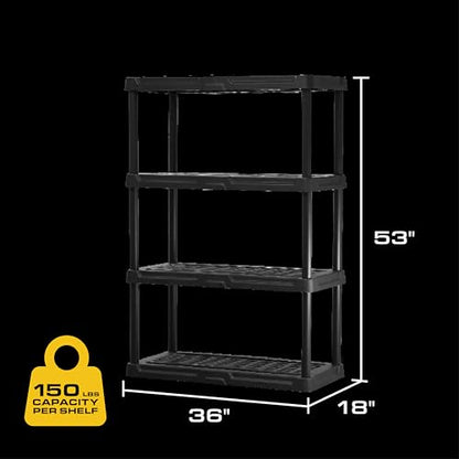 CENTREX 4-Tier Heavy Duty Plastic Storage Shelves for Garage, Black - style: 4-Tier (1 Pack)