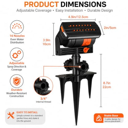 Oscillating Lawn Sprinkler with Adjustable Spray