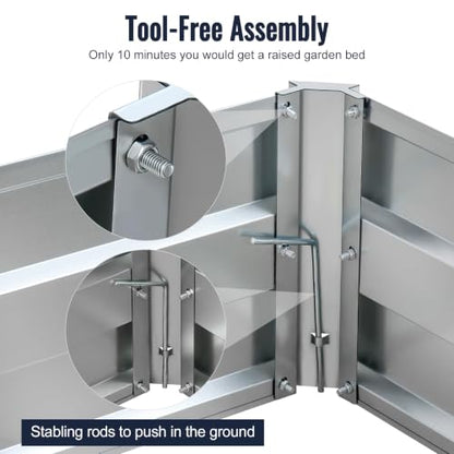 Galvanized Raised Garden Bed Kit, 10.9x3x1FT Metal Raised Garden Beds for Vegetables - size: 10.9*3*1FT