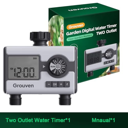 Garden Sprinkler Hose Timer Automatic Watering System 2 Outlet - style: 2 outlets