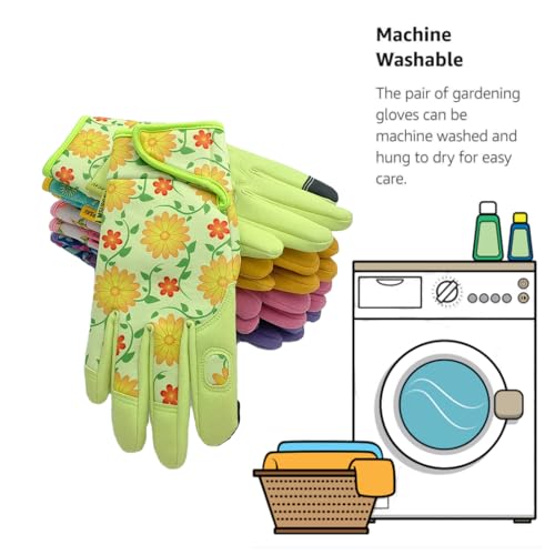 Cute Pattern Gardening Gloves,Thornproof Garden Glove,Gardener Gift - color: 1 Pair Per Pack-chartreuse Palm, size: Medium