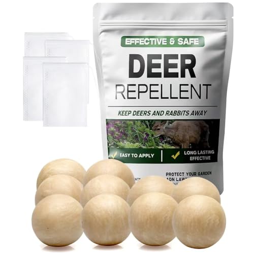 LAQDECDV Deer Repellent, Rabbit Repellent Outdoor, Deer Deterren for Yard & Garden, Bunny Repellent Balls, Keep Deer, Elk, Moose Away from Plant/Tree, Deer & Rabbit Repellant, 90 Days Protection-10P - size: 1.4 Ounce (Pack of 10)