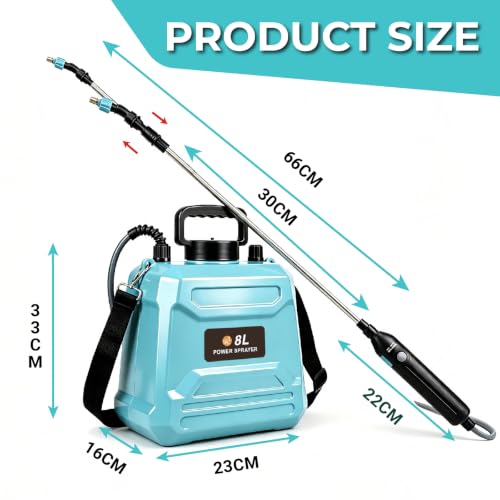 Battery Powered Sprayer 2 Gallon Powerful Electric Weed Sprayer Pump Garden - color: Blue