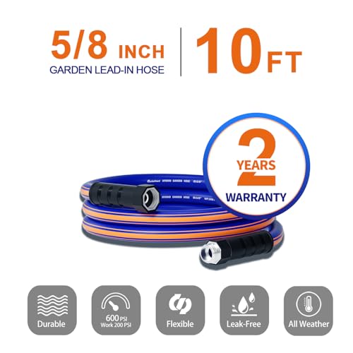 short garden hose 10 ft x 5/8Inch, short water hose with Swivel Handle, Heavy Duty, Flexible, Sturdy, Lightweight, Male to Female Fittings - size: 10FT Male to Female