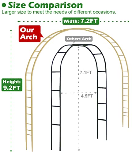 Queension Extra Large Garden Arch 7.2Ft Wide 9.2Ft High, Gold - color: Gold, size: 9.2FT