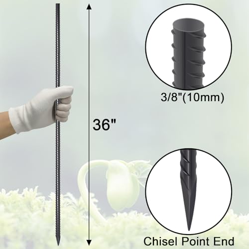 VVOKGO Straight Rebar Stakes 36 Inch Ground Concrete Form Stakes Heavy Duty - color: I-36 Inch-Φ3/8"-Black, size: I-36 Inch-8 Pcs