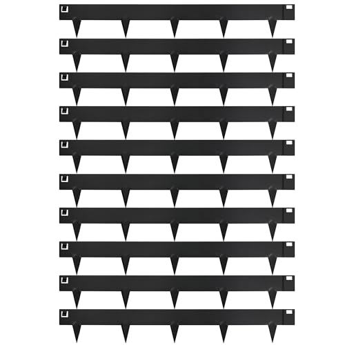 Worth Garden 10-Pack (34Ft Total) Galvanized Steel Landscape Lawn Edging - 6 in. H Bendable Metal Strips - Hammer-in 18-Gauge Flexible Black Edging Border - Yard Pathway Divider - Buckle Connection