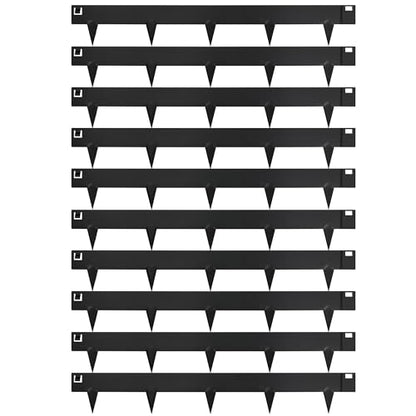 Worth Garden 10-Pack (34Ft Total) Galvanized Steel Landscape Lawn Edging - 6 in. H Bendable Metal Strips - Hammer-in 18-Gauge Flexible Black Edging Border - Yard Pathway Divider - Buckle Connection