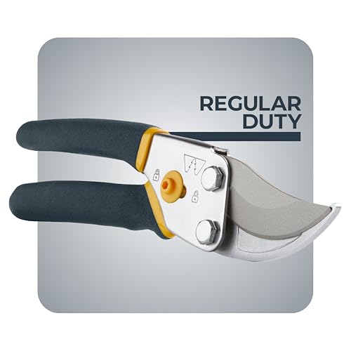 Woodland Tools Co. Bypass Pruning Shears for Gardening – 5/8" Cut Capacity, High Carbon Steel Blade with Non-Stick Coating, Soft Grip, Steel Handle, Hand Pruner for Plants, Flowers, and Shrubs - style: Regular Duty Pruner