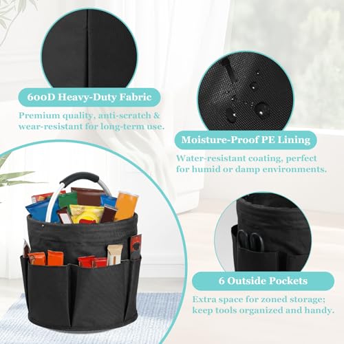 WOOHA Tool Organizers Bag 17L Collapsible Tool Bag Bathroom Caddy Outdoor Camping Garden Harvest Basket Home Bathroom Storage Bath Wash Bag（Black） - color: Black, size: 1 Pack