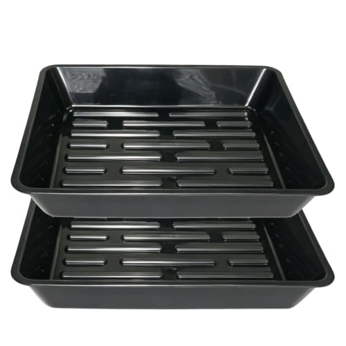 2 Pack 10" Square Plant Tray for Pots, Sturdy Plastic Water Catcher Saucer for Indoor Planters, Black - color: Black, size: 10" - 2 Pack