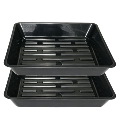 2 Pack 12" Square Plant Water Catcher Tray, Sturdy Plastic Saucer for Windowsill & Potted Plants, Black - color: Black, size: 12" - 2 Pack