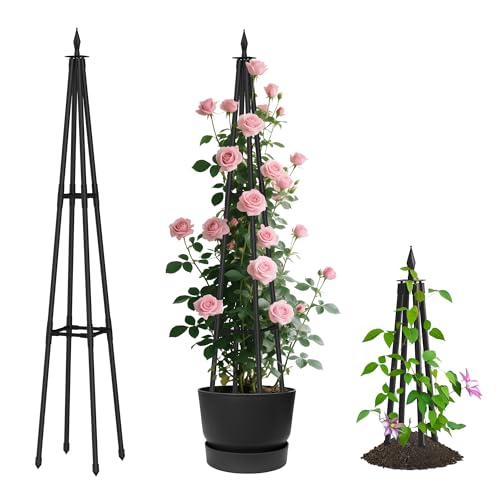 Alisisfores 4 FT Obelisk Trellis for Climbing Plants, Black - size: 4 Ft