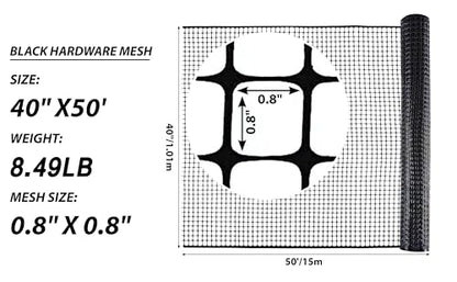 PotatoLife Black Plastic Garden Fence, Hardware Mesh, 40'' x 50' - color: Black, size: 40'' x 50'