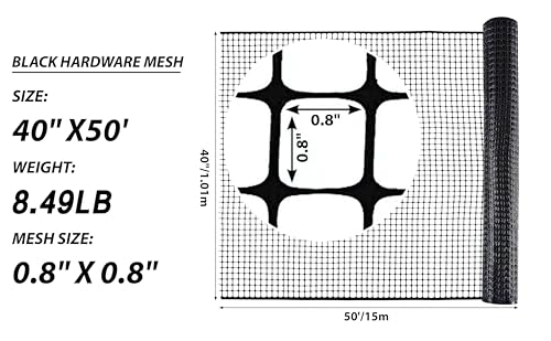 PotatoLife Black Plastic Garden Fence, Hardware Mesh, 40'' x 50' - color: Black, size: 40'' x 50'