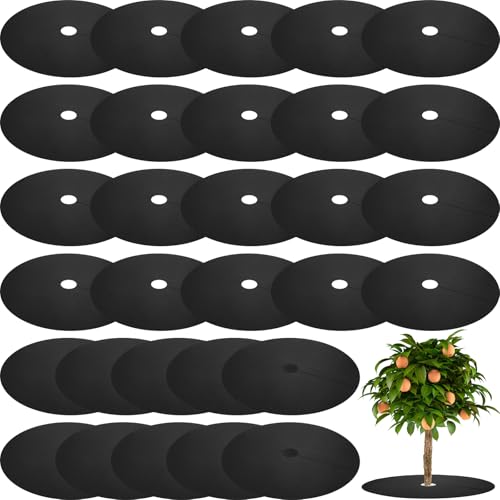 Macarrie 30 Pcs Weed Barrier Mat Tree Mulch Ring Fabric Cover, 32.2 Inch - size: 32.2 Inch