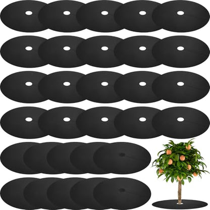 Macarrie 30 Pcs Weed Barrier Mat Tree Mulch Ring Fabric Cover, 32.2 Inch - size: 32.2 Inch