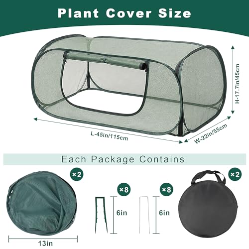 2Pack Pop-Up Mesh Plant Enclosure, Plant Cover for Vegetables Fruits - color: Dark Green