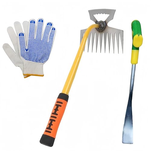 2 Pack Weed Puller Tool, Hand weeder tool, Stainless Steel Weeding Digger Tool.Upgrade 11 Teethes Dual Purpose Manual Multifunctional weed remover tool for Vegetable Gardening Backyard Farm