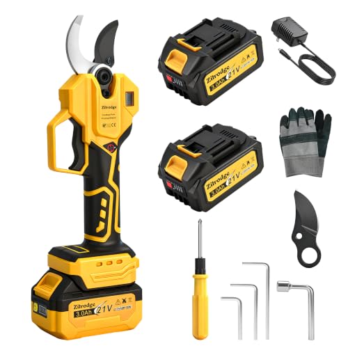 Electric Pruning Shears Cordless Power Pruner with 2 Batteries,1.6" Cut - color: Ginger