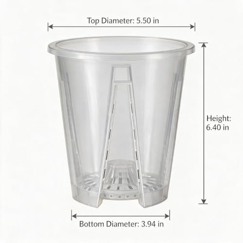 Clear Orchid Pots, 5.5 inch, 10-Pack - size: 5.5inch-10pack