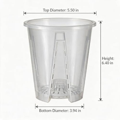 Clear Orchid Pots, 5.5 inch, 10-Pack - size: 5.5inch-10pack