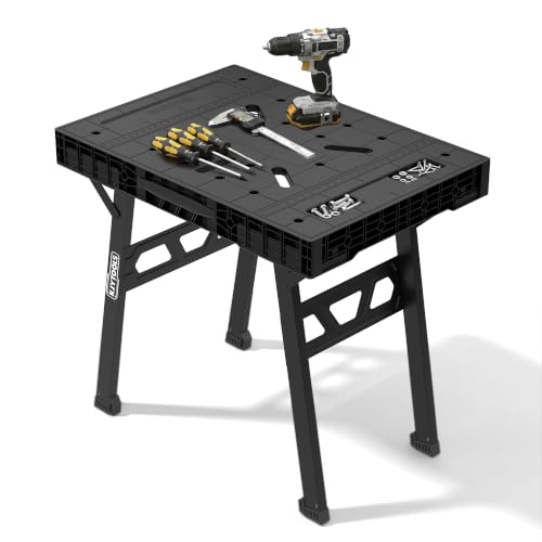 Portable Work Table, 1650lbs Capacity, Folding Work Bench, Black - color: Black