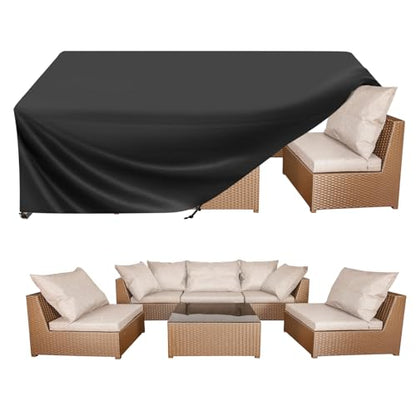 BALEINE Patio Furniture Covers Waterproof, Heavy Duty Outdoor Table Cover - color: Black, size: 64"L×47"W×28"H