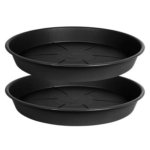 OVZILKI 2 Pack of Plant Saucer 12 inch, Black Plastic Flower Plant Pot Saucer, Heavy Duty Plant Drip Trays Saucers for Indoor, Plant Water Tray for Planters - color: Black, size: 12" - 2 Pack
