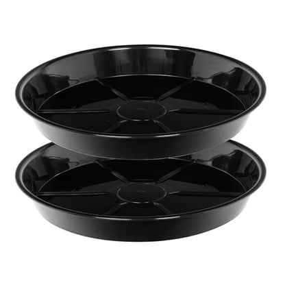 NIMYAU Large Plant Saucer 16 Inch 2 Pack, Plant Trays for Pots Heavy Duty Round Plastic Plant Saucers for Indoors Outdoors, Clear Black Flower Plant Pot Saucer, Flower Pot Drip Trays, Plant Pot Tray - size: 16"-2 Pack