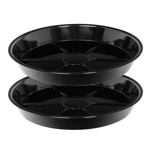 NIMYAU Large Plant Saucer 16 Inch 2 Pack, Plant Trays for Pots Heavy Duty Round Plastic Plant Saucers for Indoors Outdoors, Clear Black Flower Plant Pot Saucer, Flower Pot Drip Trays, Plant Pot Tray - size: 16"-2 Pack