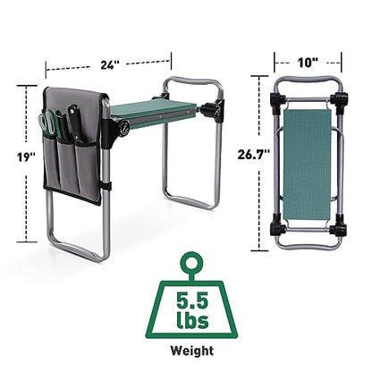 Try & DO Garden Kneeler and Seat with Smart Button-Press Design, Garden Stool with Soft EVA Kneeling Pad and Tool Bag, 2 in 1 Foldable and Lighrweight - color: 1 Pouch, style: Modern