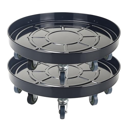 20 Inch Heavy Duty Plant Stand on Wheels, Round Plant Caddy with Wheels for Indoor & Outdoor Use, Metal Rolling Tray for Potted and Small Furniture (Black 2 Pcs) - color: Black2-20IN