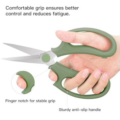 Housolution Flower Scissors, 3PCS Pointed Pruning Shears, Avocado Green - color: Pointed-avocado Green, size: 3 Pack