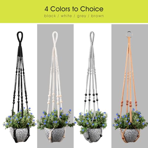 RIFNY Macrame Plant Hanger Indoor, Hanging Plant Holder, Black, 2 PCS - color: Black, size: 35 Inch 2pcs